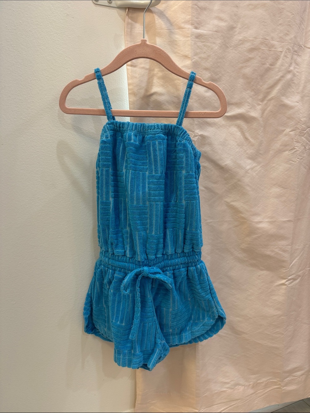 Flowers by Zoe Bright Blue Terry Romper with Tie Waist